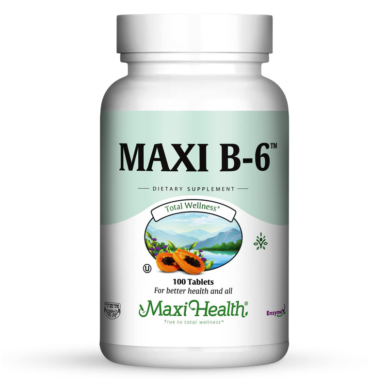 Maxi Health Vitamin B6 Supplement – B6 Vitamins for Women & Men – Nervous System & Cardiovascular Wellness Support – Kosher, Vegan Pyridoxine HCl Tablets – 100 Count 100 Count (Pack of 1)