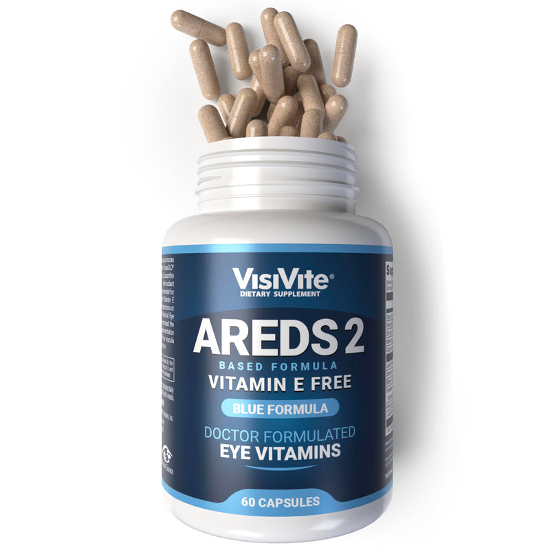 VisiVite AREDS 2 Eye Vitamins for Seniors Without Vitamin E, 60 Capsules | Doctor Formulated Lutein and Zeaxanthin Supplements for Adults with Vitamin C, B6, Zinc, Copper, Made in USA