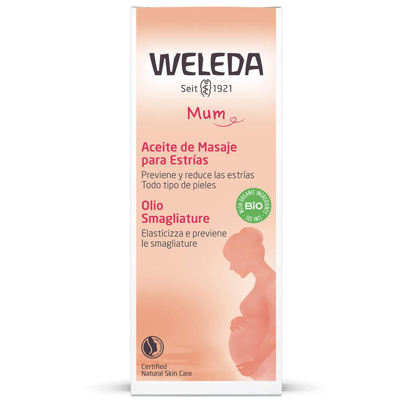 Weleda Stretch Mark Pregnancy Massage Oil, 3.4 Fluid Ounce, Plant Rich Oil with Vitamin E, Sweet Almond, Jojoba and Arnica Oils