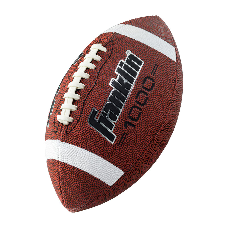 Franklin Sports Youth Footballs - Junior + Pee Wee Kids Footballs - All-Weather Synthetic Leather Outdoor Footballs - Extra Grip 1000 Footballs for Kids - 1 Packs + 12 Football Team Packs Brown 1 Inflated Football - BeesActive Australia