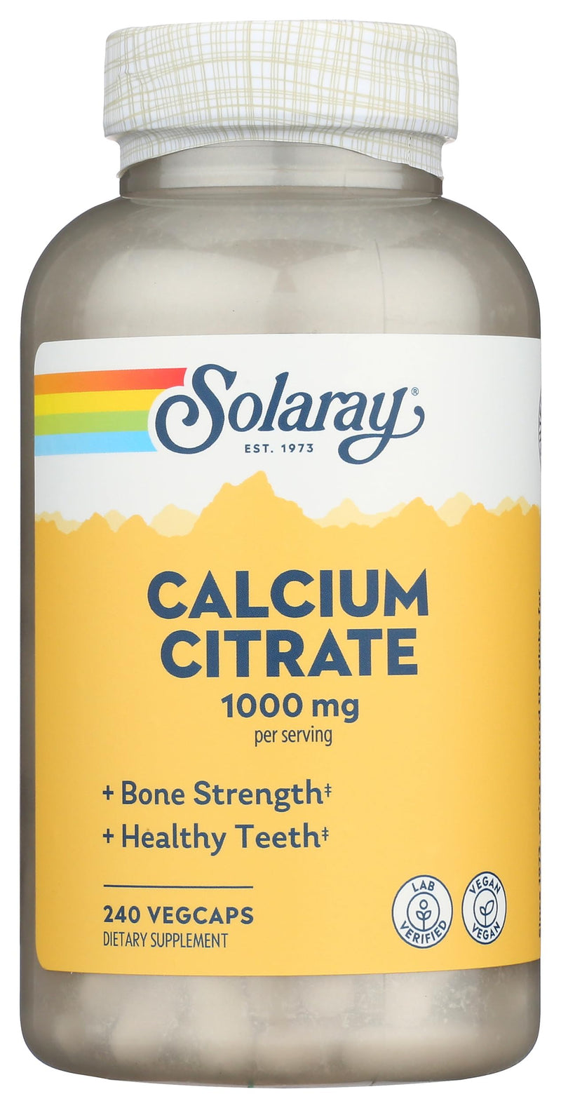 Solaray Calcium Citrate, 240 Caps, 0.75 Bottle