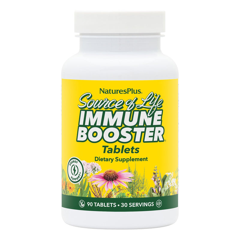NaturesPlus Source of Life Immune Booster Adult Formula, Rapid & Extended Release - 90 Vegetarian Tablets - Natural Immunity Booster Supplement - Vitamins A, C, E & Zinc - Gluten-Free - 30 Servings