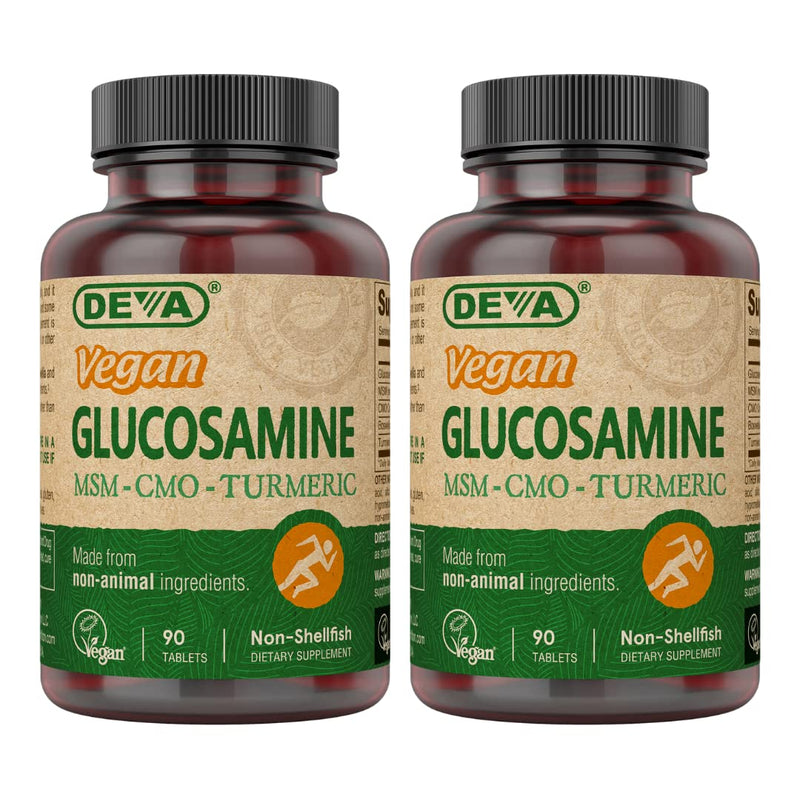 DEVA Vegan Glucosamine-MSM-CMO & Turmeric Supplement - Gluten Free Plant Based Nutritional Supplement - 90 Tablets (Pack of 2) 90 Count (Pack of 2)