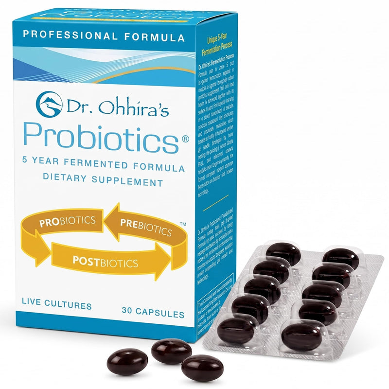 Dr Ohhiras Probiotics Professional Formula with 5 Year Fermentation | Probiotic Prebiotic Postbiotic Supplement for Men and Women | Probiotics for Gut Health and Digestive Support | 30 Capsules 30 Count (Pack of 1)