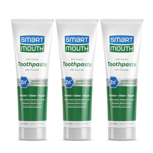 SmartMouth Anti-Cavity + Zinc Toothpaste, Sensitive Whitening, 6 oz, 3-Pack