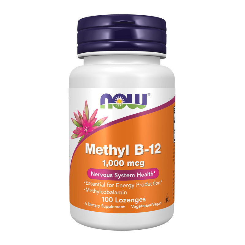 NOW Supplements, Methyl B-12 (Methylcobalamin) 1,000 mcg, Nervous System Health*, 100 Lozenges 100 Count (Pack of 1)