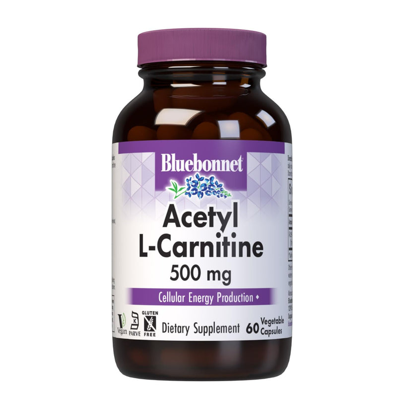 Bluebonnet Acetyl L-Carnitine 500 mg Vitamin Capsules, 60 Count | Vegan, Kosher Certified, Gluten-Free, Soy-Free 60 Count (Pack of 1)