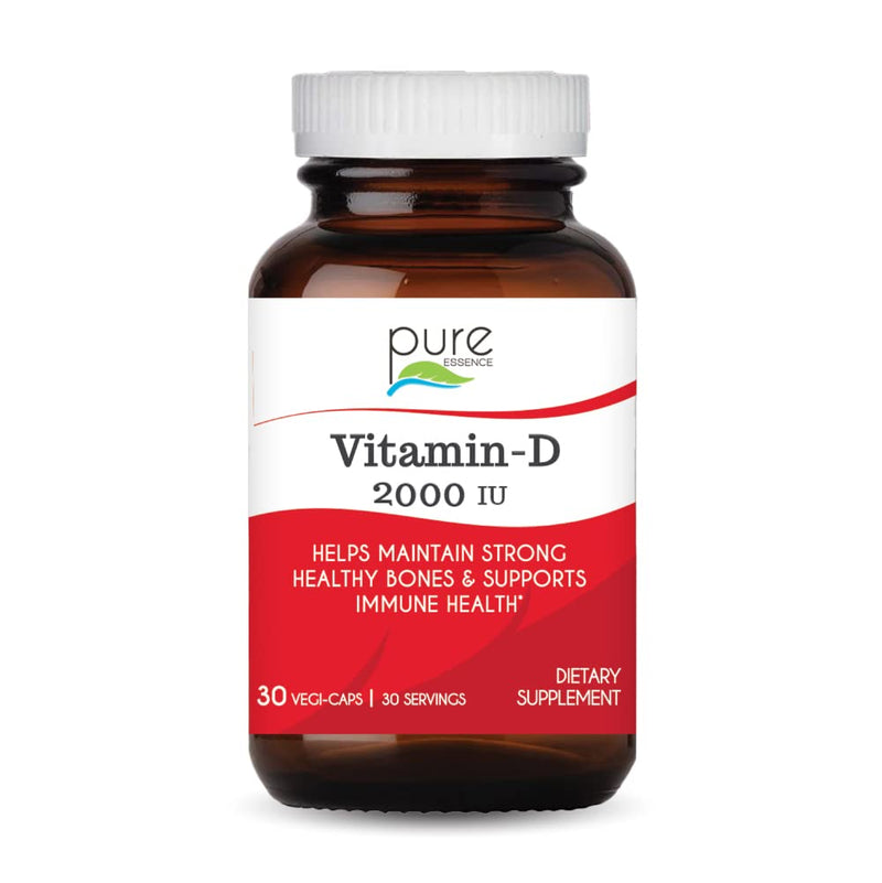 PURE ESSENCE LABS Vitamin D 2000 IU - Best Immune Support for Adults - Organic & Natural Vitamins - Immunity Booster & Dietary Supplements (30 Capsules) 1