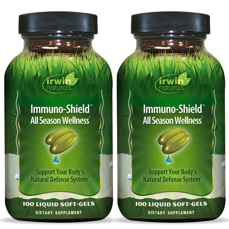 Irwin Naturals Immuno-Shield All Season Wellness for Body's Natural Defense | Vitamins & Minerals | Zinc | Elderberry | Oregano Oil | 2 X 100 Count 100 Count (Pack of 2)