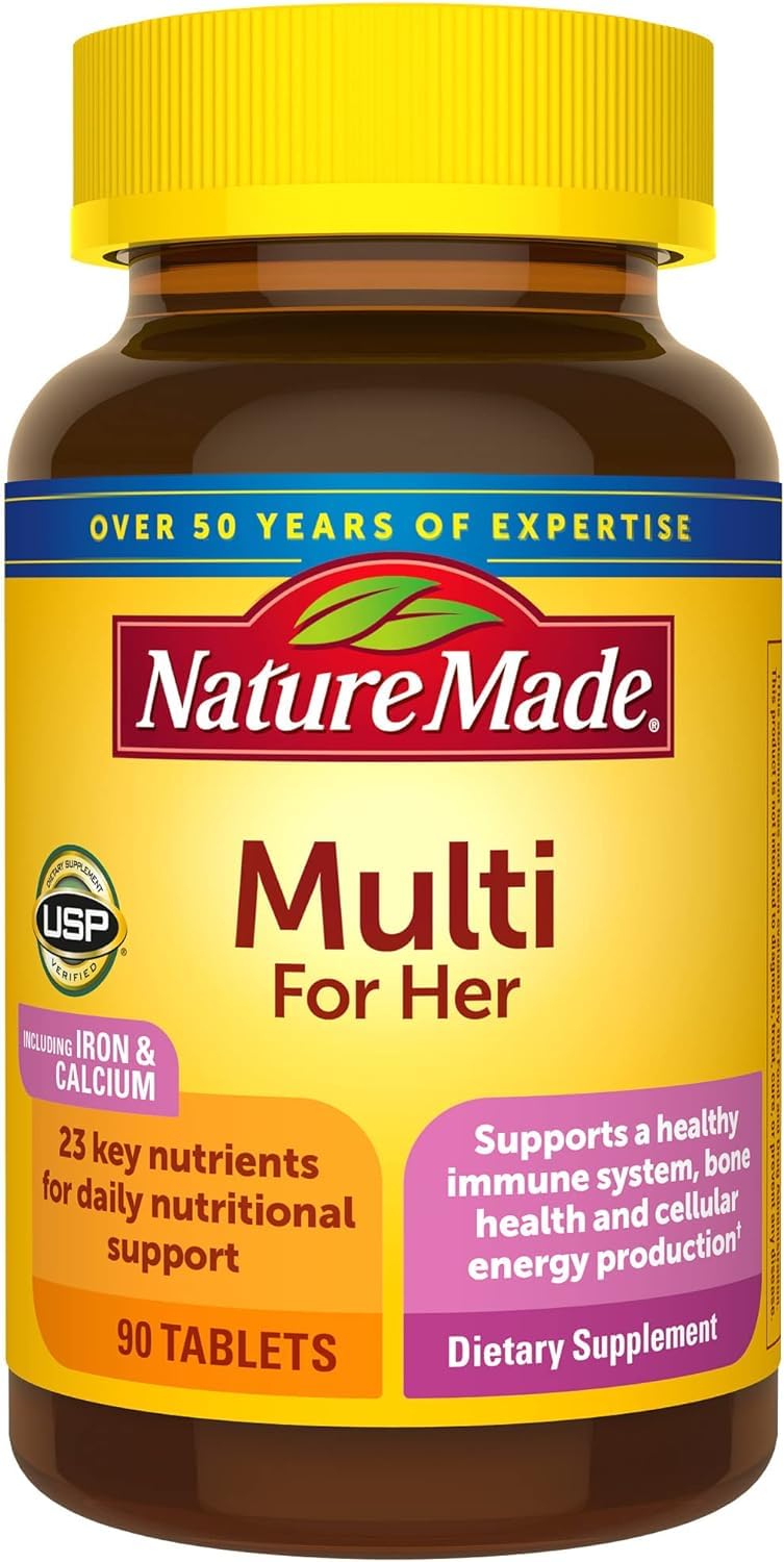 Nature Made Multivitamin For Her, Daily Nutritional Support Multivitamin for Women, Nature Made Womens Vitamins & Minerals, 90 Tablets, 90 Day Supply 90 Count (Pack of 3)