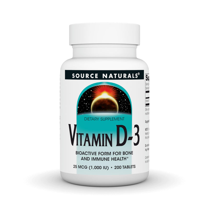 Source Naturals Vitamin D-3, Supports Bioactve Form for Bone & Immune Health* 1000 iu (25 mcg) - 200 Tablets 3 200 Count (Pack of 1)