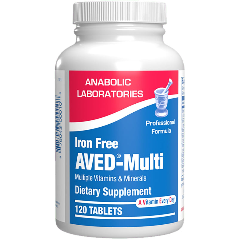Iron Free Daily Multivitamin for Men and Women, 120 Tablets - AVED Daily Multi Vitamin and Minerals Health Supplement - Vitamins A, C, D, E, Vitamin B Complex, Zinc, Calcium, Magnesium, More