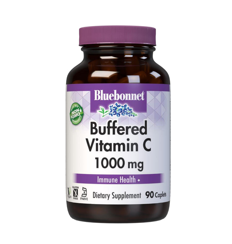 Bluebonnet Nutrition Buffered Vitamin C1000 mg Vegetable Capsules Buffered Calcium Ascorbate for Immune Health Soy Free Gluten Free NonGMO Kosher Dairy Free Vegan Vegetable Capsules, Citrus, 90 Count | Immune Health; Non-GMO, Vegan, Kosher Certified, G...