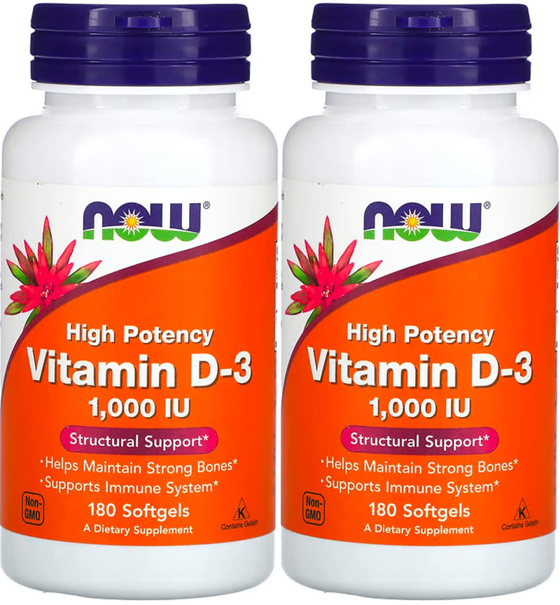 Now Foods - Vitamin D3-1000iu (180 softgels) 2 PACK 360 Count (Pack of 1)
