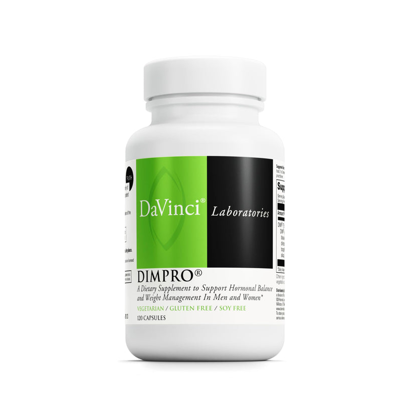 DAVINCI Labs DimPro - Dietary Supplement to Support Hormonal Balance in Men & Women & Healthy Weight Management* - with Vitamin E and More - Vegetarian - Soy-Free - Gluten-Free - 120 Capsules 120 Count (Pack of 1)
