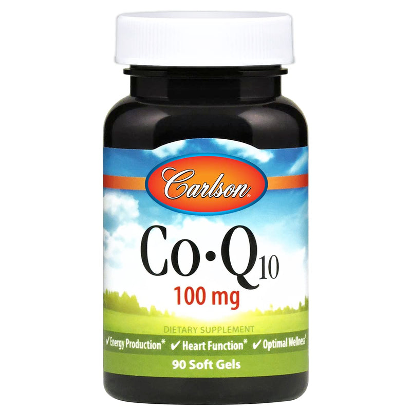 Carlson Co-Q10, Co-Enzyme Q10, 100 mg, 90 Softgels | Energy Production; Optimal Wellness
