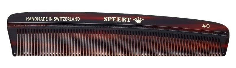 Speert #40 Acetate Tortoise Hairdressing Comb Men Women Thick Thin Curly Straight Hair Slick Styling Handmade in Switzerland 5.25" x 1.25" x 0.15" Brown/Burgundy/Auburn - BeesActive Australia