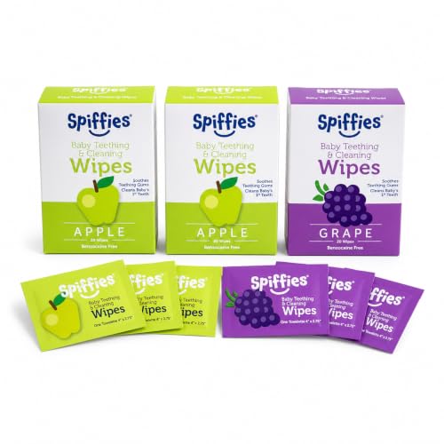 Xylitol Baby Tooth Wipes - Apple & Grape, Fluoride-Free, 60ct Combo 20 Count (Pack of 3)