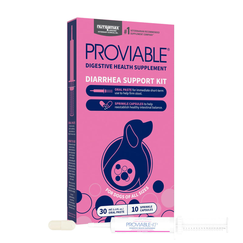 Nutramax Proviable Probiotics for Dogs, Diarrhea Support Kit, Digestive Health Supplement with Multiple Strains of Bacteria, Plus Prebiotics, Kaolin and Pectin, 30 ml Paste and 10 Capsules Dogs - 30 ml (Pack of 10)
