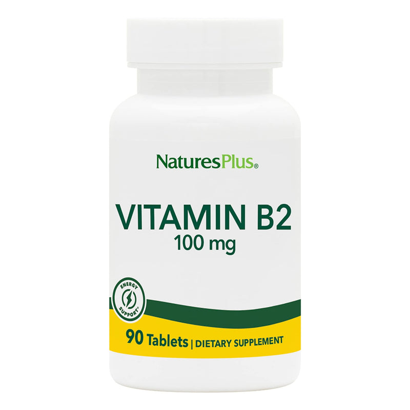 NaturesPlus Vitamin B2 100 mg - 90 Tablets - Supports Energy, Immune Health & Vibrant Hair, Skin, and Nails - Antioxidant Protection - Vegetarian, Gluten Free - 90 Servings 1 Count (Pack of 1)