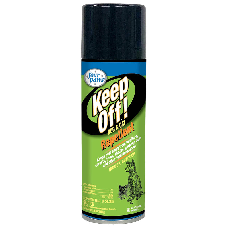 Four Paws Keep Off Pet Repellent Spray for Outdoors & Indoors, Dog & Cat Chew & Scratch Deterrent, 10 oz. Aerosol 10 Ounce (Pack of 1)