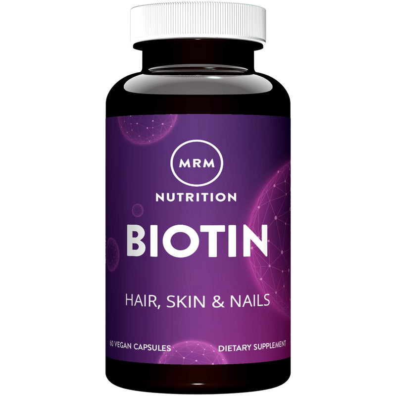 MRM Nutrition Biotin Capsules - for Womem & Men, 5000 mcg - 60 Servings | Supports Hair Growth, Healthy Skin & Nails, Vegan B7 Supplement for Cellular Energy, Keratin Strength & Nutrient Metabolism