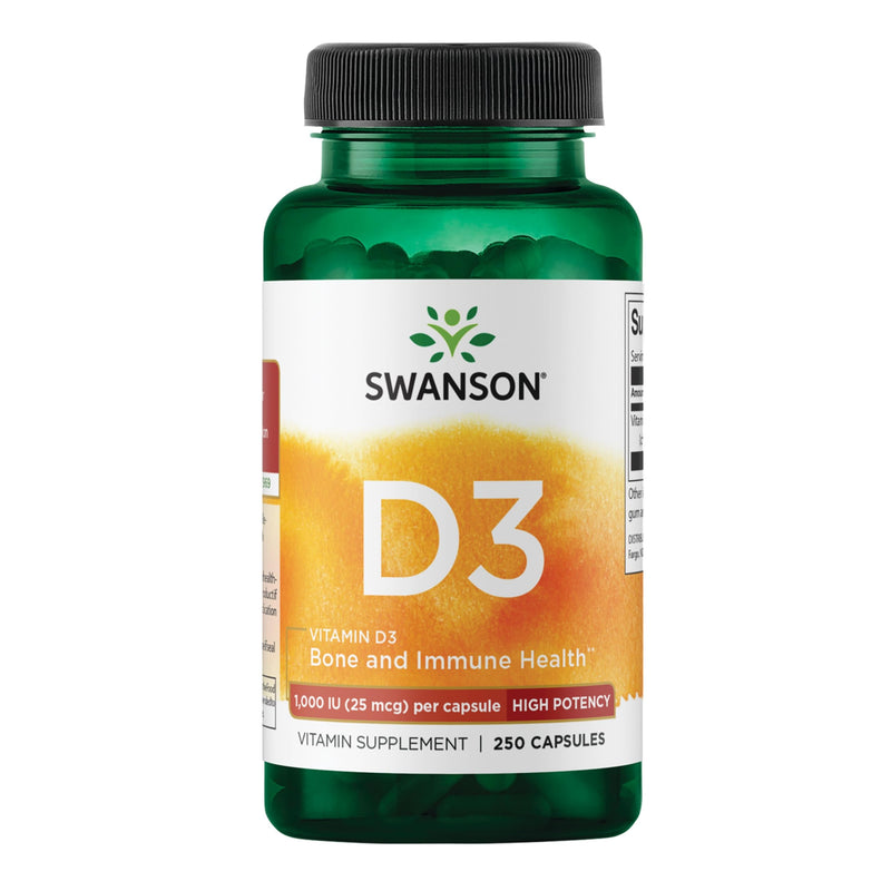 Swanson Vitamin D3 1000 IU - 250 Softgels - Bone Health, Immune Support, and Muscle Function Supplement | Bone Health, Immune Support and Muscle Function Supplement for Strong Bones and Healthy Calcium Absorption 250 Count (Pack of 1)