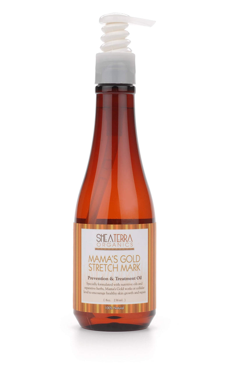 Shea Terra Organics Mama and Baby Collection | Mama’s Gold Stretch Mark Wonder Oil| Non Toxic All Natural Maternity & Postpartum Belly Oil for Stretch Marks Prevention & Cellular Skin Repair – 8oz Mama's Gold Stretch Mark Preventative Oil - BeesActive Australia