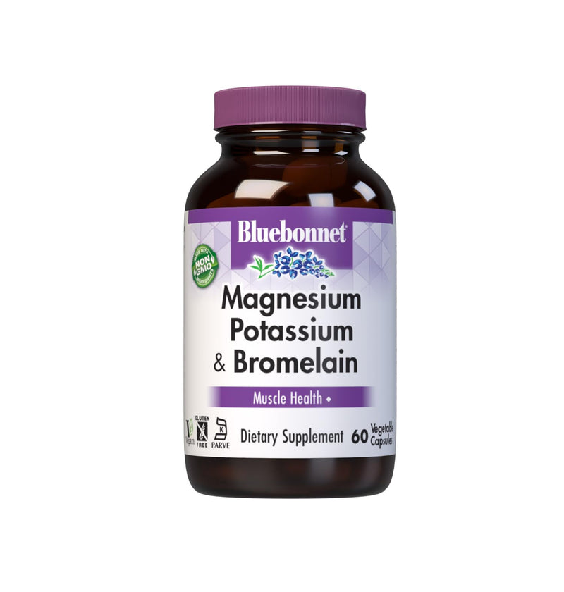 BlueBonnet Magnesium Potassium Plus Bromelain Vegetarian Capsules, 60 Count - BeesActive Australia