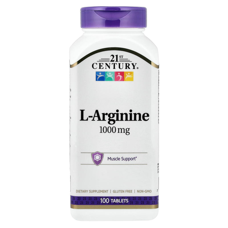 21st Century L-Arginine 1000mg Maximum Strength Tablets, 100 Count | L-Arginine 1000 mg Maximum-Strength Amino Acid, Exercise Performance, Circulation & Immune Support, Gluten Free 100 Count (Pack of 1)