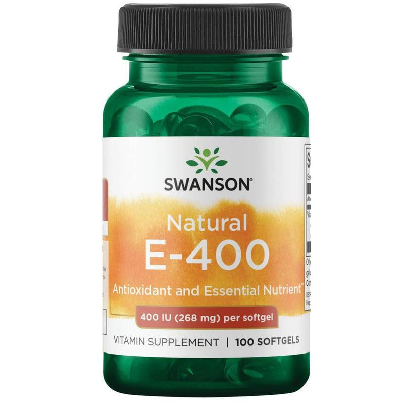 Swanson Natural Vitamin E 400 IU, 268 mg, 100 Softgels | Essential for Cardiovascular Health, Helps Protect Vital Tissues Against Free Radicals, Supports Vision, Blood and Brain