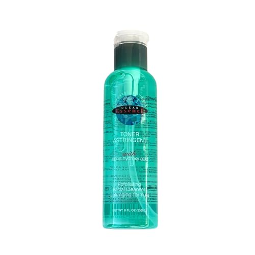 Clear Essence Anti Aging Toner Astringent with Alpha Hydroxy Acid, 8oz, Exfoliating Face Toner for Oily Skin, Acne Prone Skin, Pore Refining & Clarifying Toner for Women & Men, Hydrating Skin Care