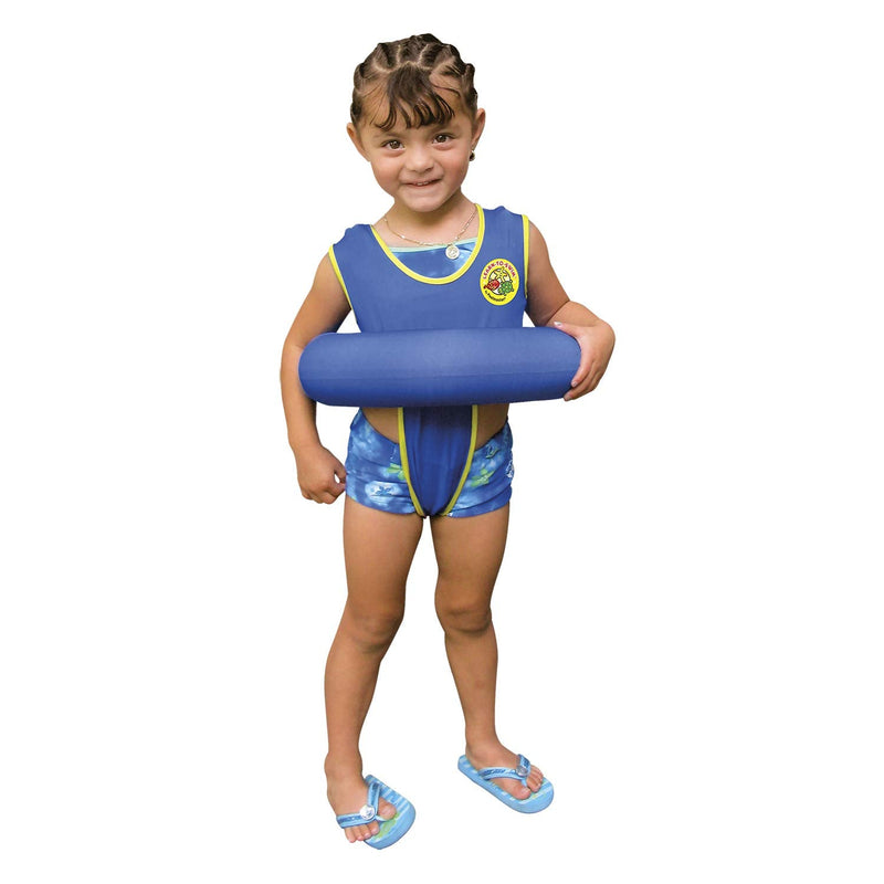 Poolmaster Blue Learn to Swim Trainer Vest with Tube Float, Kids Swim Aid for Ages 3+, Swimming Position Trainer, Adjustable Strap, UPF 50, Fits 34 to 40 Inches, 27 to 35 lbs