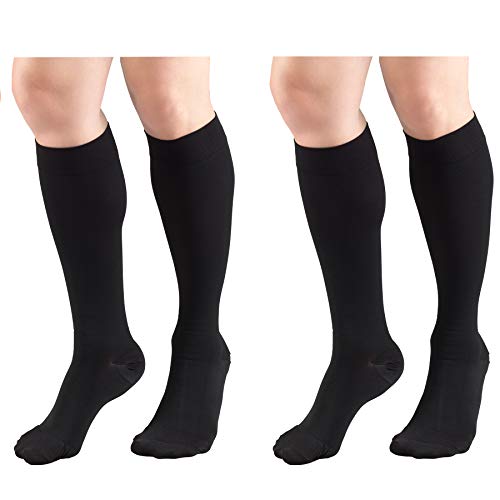 Truform 30-40 mmHg Compression Stockings for Men and Women, Knee High Length, Closed Toe Small (1 Pair) Black