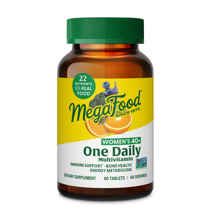 MegaFood One Daily Multivitamin for Women 40+ with 22 Nutrients, 60 Tablets | Immune Support, Cellular Energy, Muscle & Bone Health, Methylated B12, Methylfolate, Vitamin D3, C and Zinc, 60 Servings 1 Count (Pack of 1)