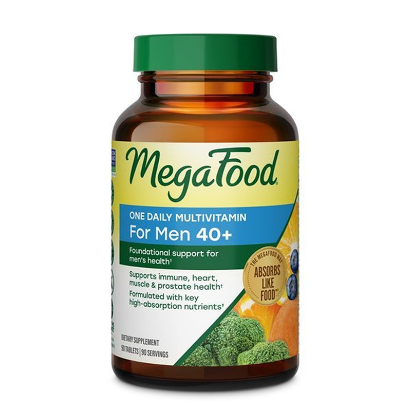 MegaFood One Daily Multivitamin for Men 40+ with 21 Nutrients, 90 Tablets | Immune Support, Heart, Muscle & Prostate Health, Methylated B12, Methylfolate, Vitamin D3, C & Zinc, Vegetarian, 90 Servings Unflavored 90 Count (Pack of 1)