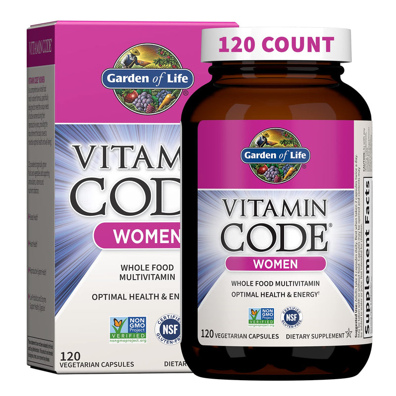 Garden of Life Multivitamin for Women, Vitamin Code Women's Multi - Whole Food Womens Multi Vitamins, Iron, Folate not Folic Acid, Vitamin A and Probiotics for Womens Energy, 120 Vegetarian Capsules 120 Count (Pack of 1)
