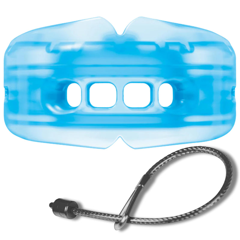 Shock Doctor Braces Football Mouth Guard, Upper & Lower Teeth Protection, Adult/Youth Sizes with Helmet Strap, Mouthguard for Sports, Football, Hockey, Lacrosse, Baseball, Wrestling, More Adult: 12+ yrs Blue