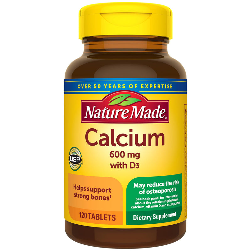 Nature Made Calcium 600 mg with Vitamin D3, Dietary Supplement for Bone Support, 120 Tablets (Pack of 3) Unflavored 120 Count (Pack of 3)