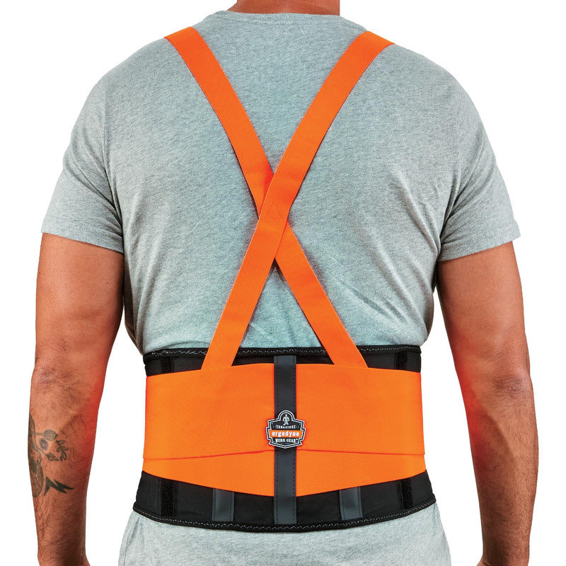 Ergodyne ProFlex 100HV Back Support Brace, High Visibility Support Belt, 8" Spandex Material, Removeable Straps Large
