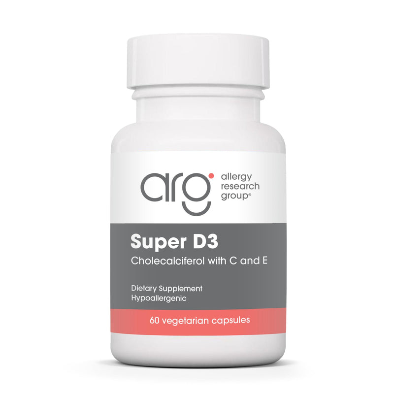 ARG Super D3 Vitamin D3 with Vitamins C and E, 60 Capsules | Cholecalciferol Vitamin D3 Formula for Immune and Bone Health with Vitamins C and E, Hypoallergenic, 60 Servings