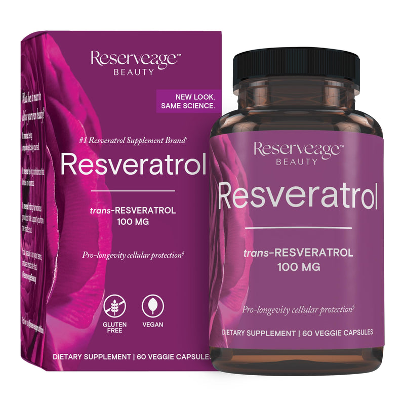 Reserveage Beauty, Resveratrol 100 mg, Antioxidant Supplement for Heart and Cellular Health, Supports Healthy Aging and Immune System, Paleo, Keto, 60 Capsules (60 Servings) 60 Count (Pack of 1)
