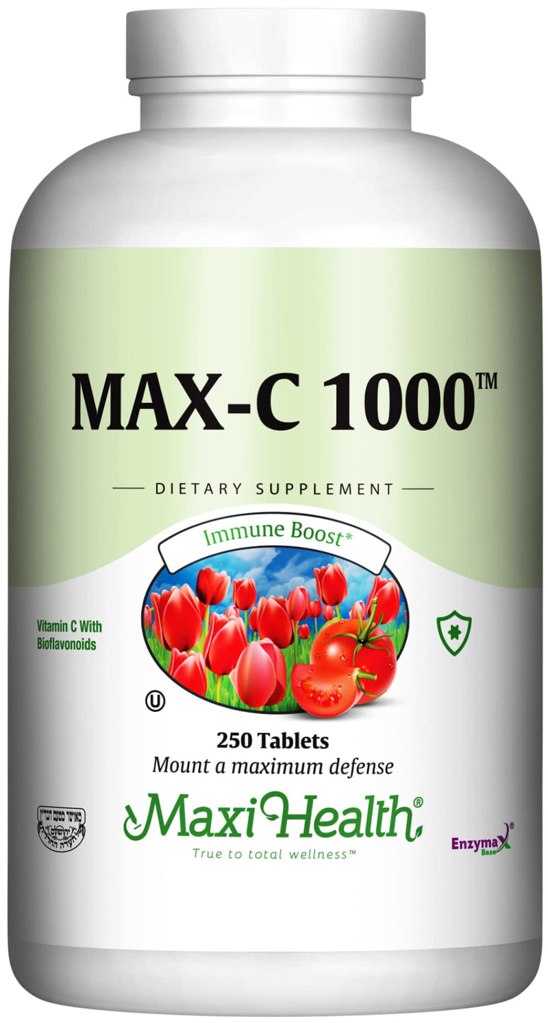 Maxi Health 1000 mg Vitamin C - 1000mg Tablets Ultra High Absorption Formula - Gluten Free Kosher Dietary Non GMO Supplement for Immune Support - Vitamin C Tablets from Ascorbic Acid, (250 Count) | Kosher | Vitamin C with Bioflavonoids | Immune Health ...