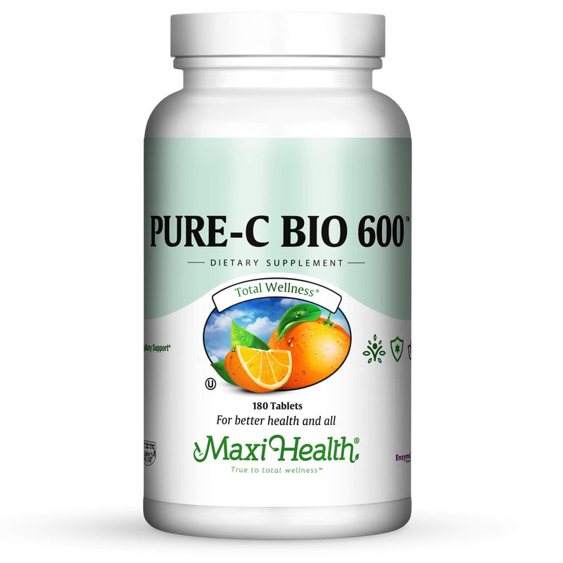 Vitamin C Complex 600 mg Supplement – Recommended Daily Dose Vitamin C Tablets with Lemon Bioflavonoids, Calcium & Phosphorus – Immune Health Support – Pure-C Bio 600 Non-GMO, VIT C Vegan 180 Tablets | Kosher | Vitamin C with Bioflavonoids | Lemon Biof...