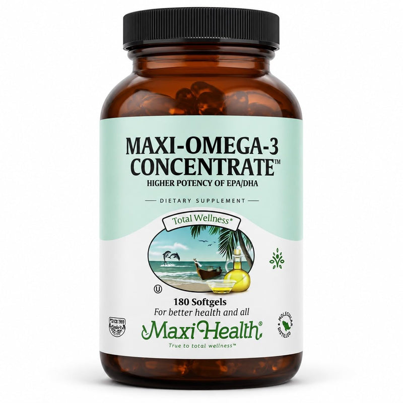 Maxi Health® Fish Oil Omega 3 Supplements, 2000mg (180 Softgels) | Kosher | 680mg EPA + 460mg DHA per Serving | Wild Tuna Fish · Third-Party Tested · Gluten-Free | Heart, Brain & Joint Support 180 Count (Pack of 1)