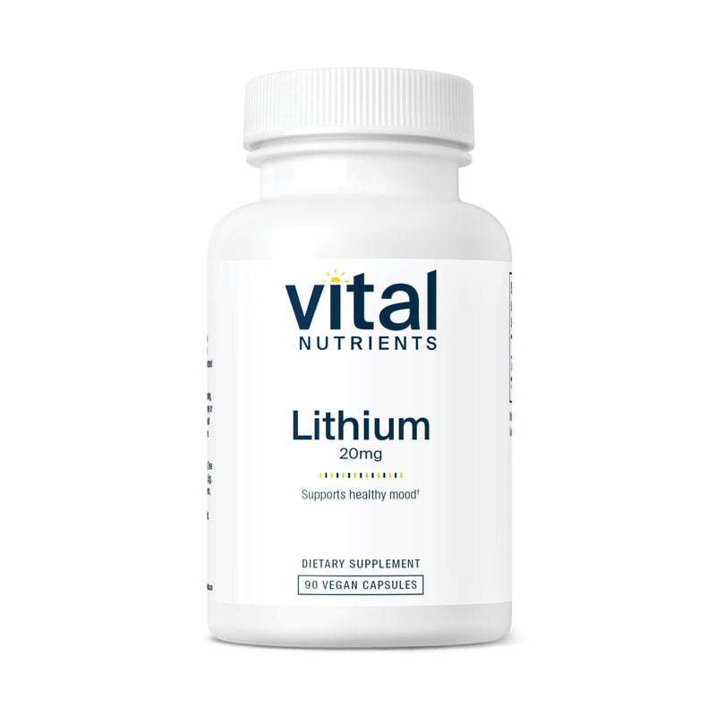 Vital Nutrients Lithium Orotate | Vegan Lithium Supplements for Memory, State of Mind, and Behavioral Health* | 20mg | Gluten, Dairy, Soy Free | 90 Capsules 90 Count (Pack of 1) - BeesActive Australia