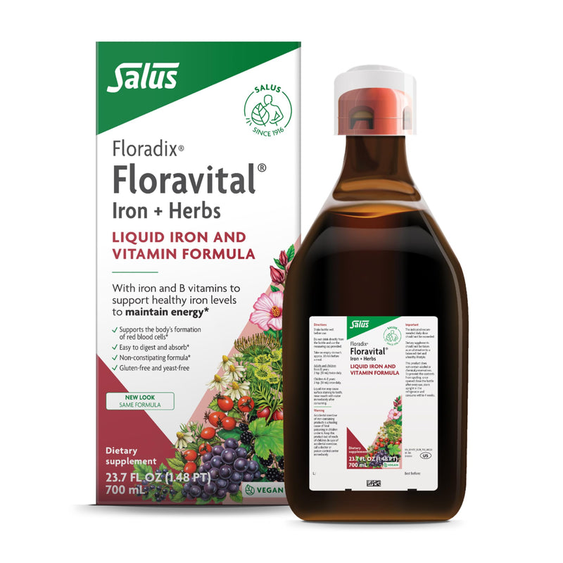 Floradix Floravital Liquid Iron Supplement, Vegan, Gluten-Free, 23.7 Fl Oz | Liquid Iron & Vitamin Formula with Ferrous Gluconate, Vitamin C, B Vitamins & Herbs for Energy Support*, Yeast-Free & Non-GMO Unflavored 23.7 Fl Oz (Pack of 1)