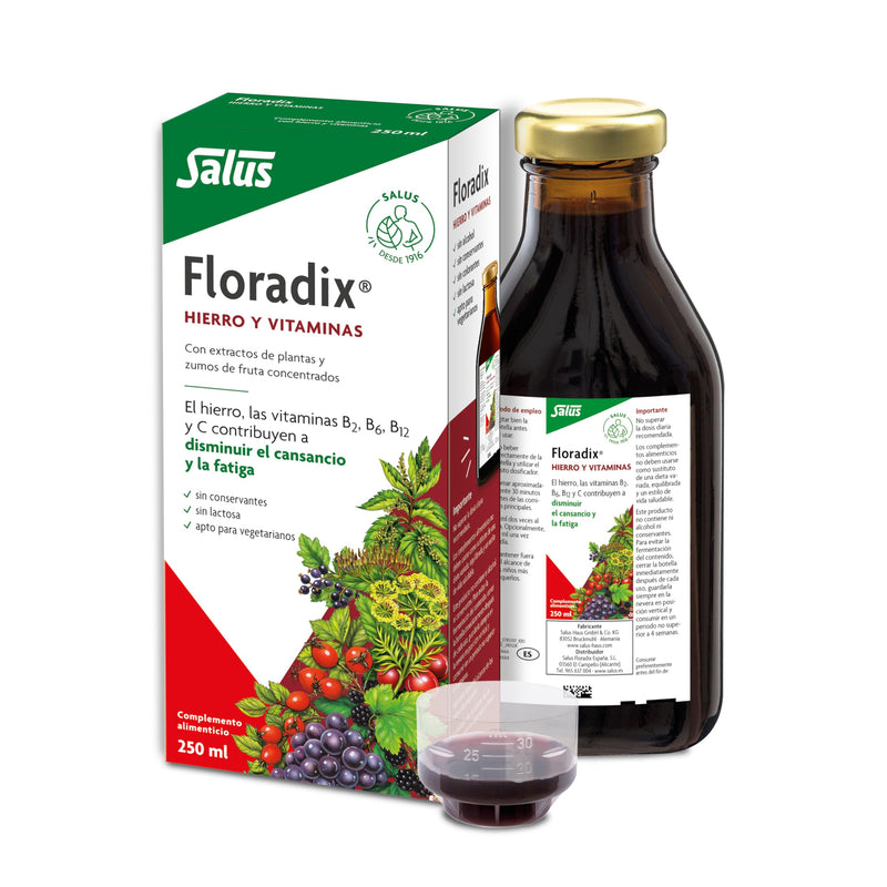 Floradix Liquid Iron and Vitamin Formula 250ml | Helps reduce tiredness and fatigue, with iron and vitamins 8.5 Fl Oz (Pack of 1)