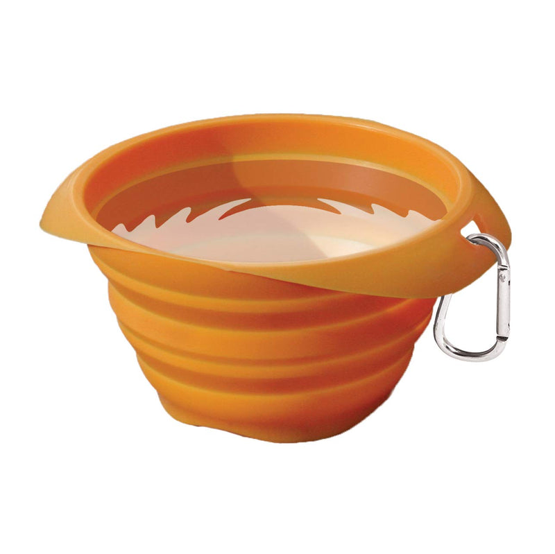 Kurgo Collaps-A-Bowl for Dogs, Collapsible Travel Dog Bowl, Pet Food & Hiking Water Bowl, Food Grade Bowl for Dogs, Travel Accessories for Pets, includes Carabiner (24 oz, Orange) Regular - BeesActive Australia