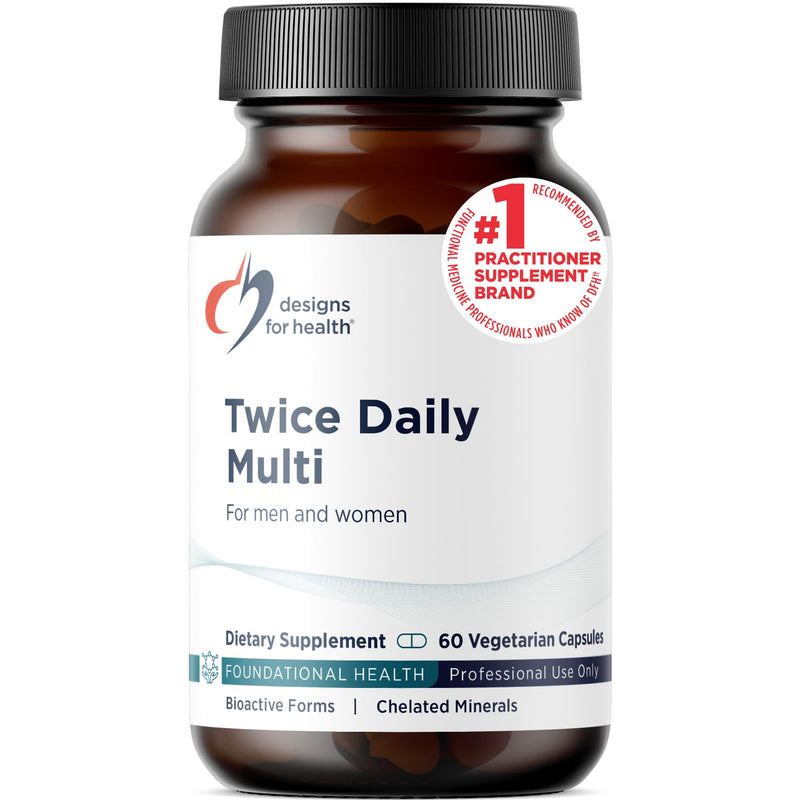Designs for Health Methylated Multivitamin for Women & Men - Twice Daily Multimineral Supplement & Multivitamin Without Iron + Methylated B12 and Folate, Vitamin C, K, D, E + More (60 Capsules) 60 Count (Pack of 1)